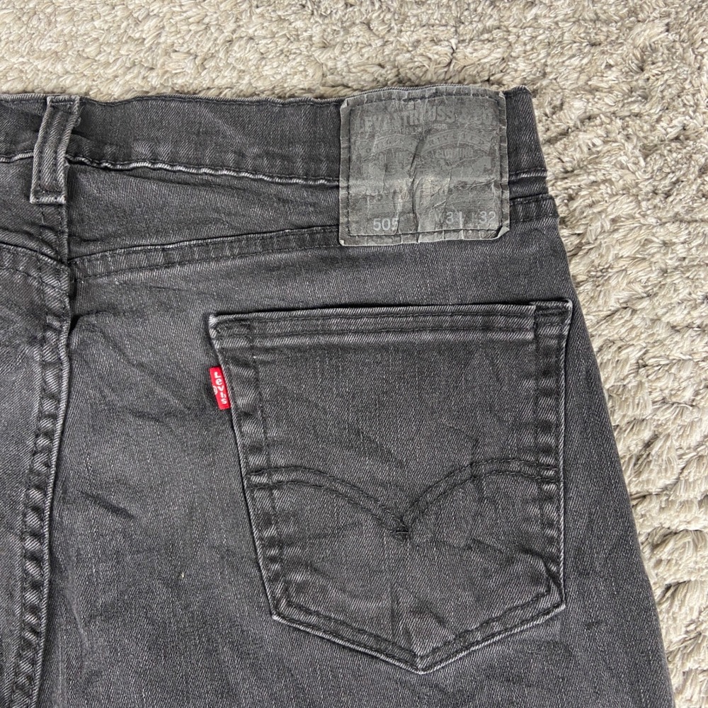 Levis 505 Jeans Men 34x32 Black Denim Regular Fit Straight Leg Pant Cotton Blend